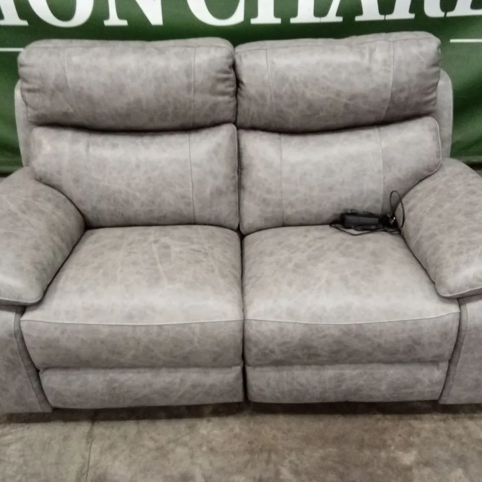 QUALITY DESIGNER ITALIAN MADE PATRIZIO 2 SEATER ELECTRIC RECLINER LEATHER SOFA - FOSSIL