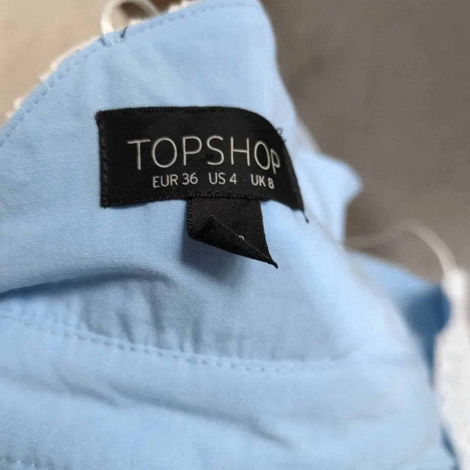 TOPSHOP WOMEN'S LIGHT BLUE MESH OVERLAY DRESS – UK 8 
