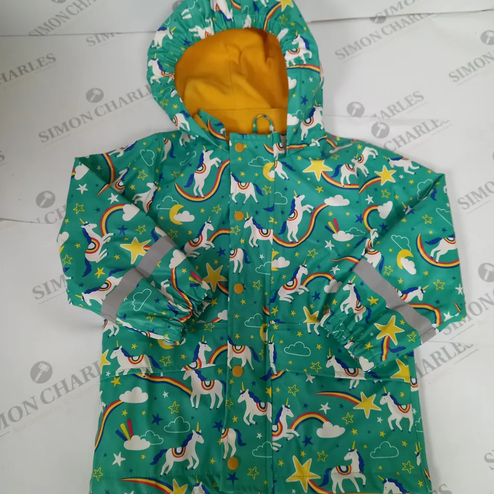 BOYS FRUGI UNICORN PATTERN WATERPROOF COAT SIZE 3-4 YEARS