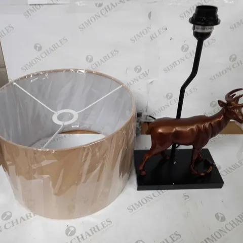 BOXED ALISON CORK ANIMAL TABLE LAMP - BRASS STAG