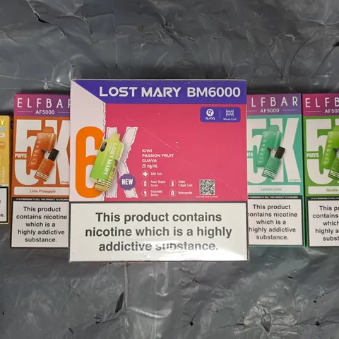 APPROXIMATELY 15 ASSORTED E-CIGARETTE AND VAPE ITEMS TO INCLUDE ELFBAR, LOST MARY, ETC