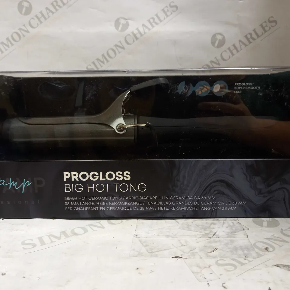 BOXED REVAMP PROFESSIONAL PROGLOSS BIG HOT TONG 38MM CERAMIC CURLING TONG