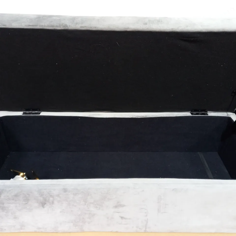 BOXED ALISON CORK VELVET OTTOMAN STORAGE BENCH - GREY