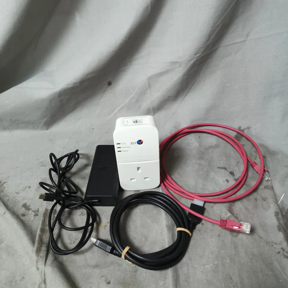 APPROXIMATELY 15 ASSORTED ELECTRICAL PRODUCTS TO INCLUDE PLUGS, TELEPHONE CABLES AND HDMI CABLE