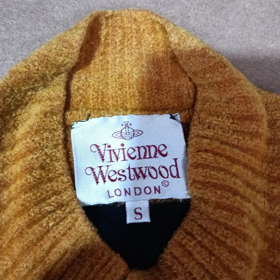 VIVIENNE WESTWOOD LONDON CARDIGAN – MUSTARD & BLACK – UK SMALL (S)