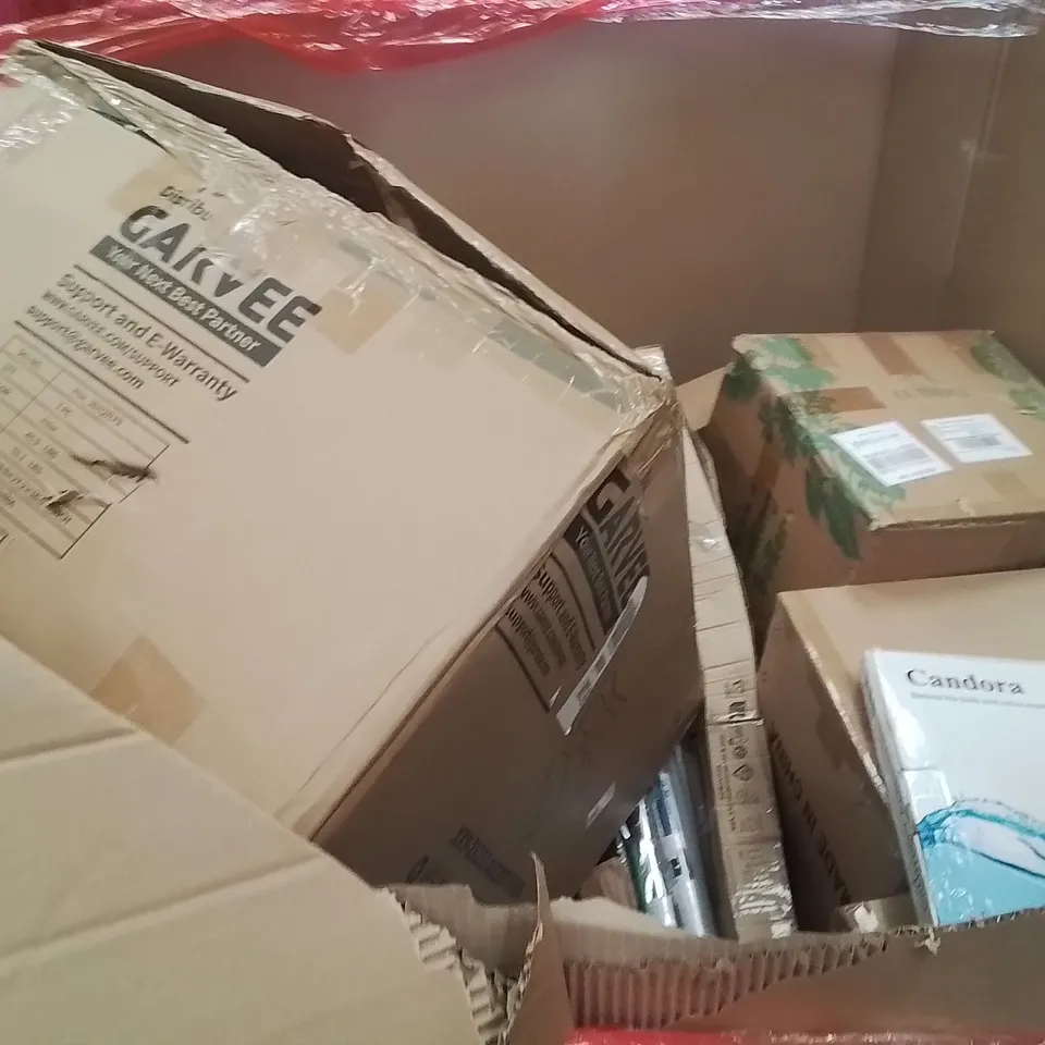 PALLET OF ASSORTED HOUSEHOLD GOODS AND PRODUCTS TO INCLUDE;ACCENT CHAIR,TOILET SEAT,WINDOW FILM
