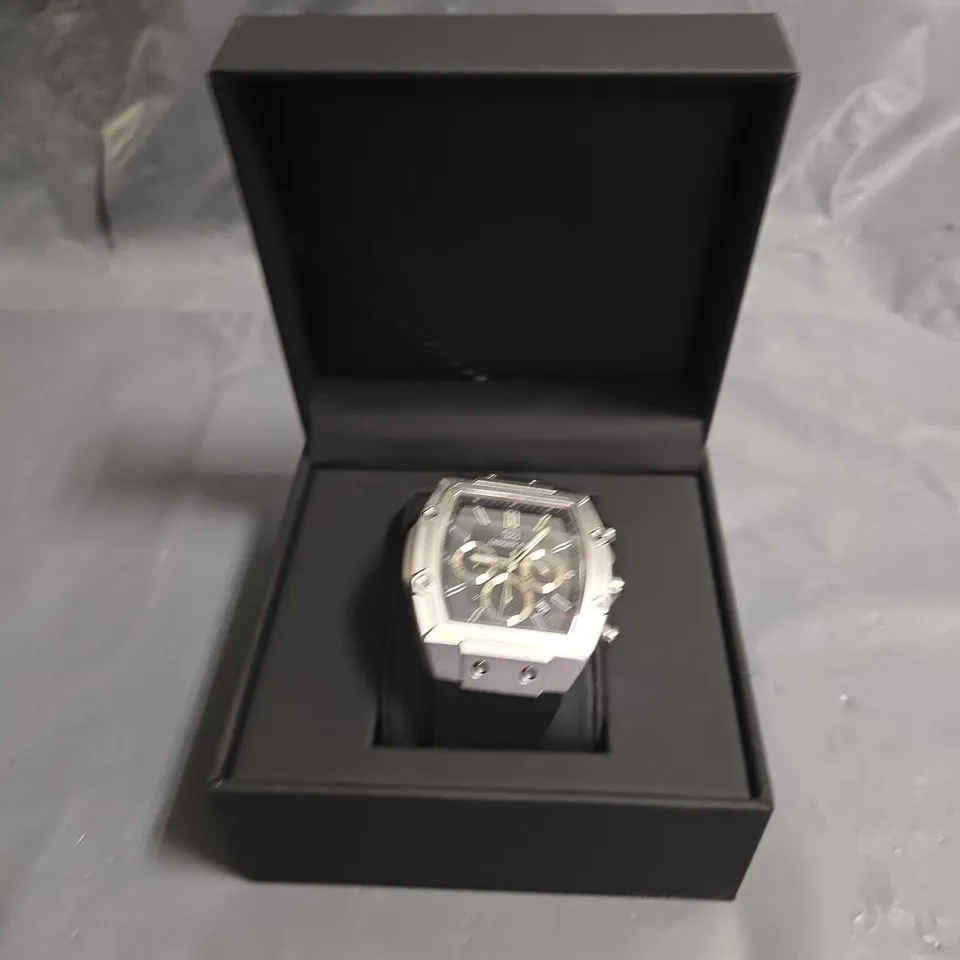 BOXED ZIHLMANN & CO STAINLESS STEEL GENTS WATCH WITH BLACK RUBBER STRAP