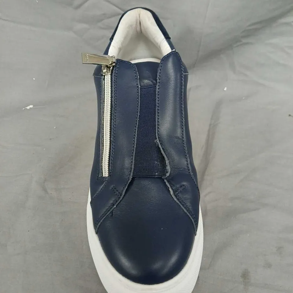 RUTH LANGSFORD LEATHER WEDGE TRAINERS – NAVY, WOMEN’S SHOES - SIZE 8