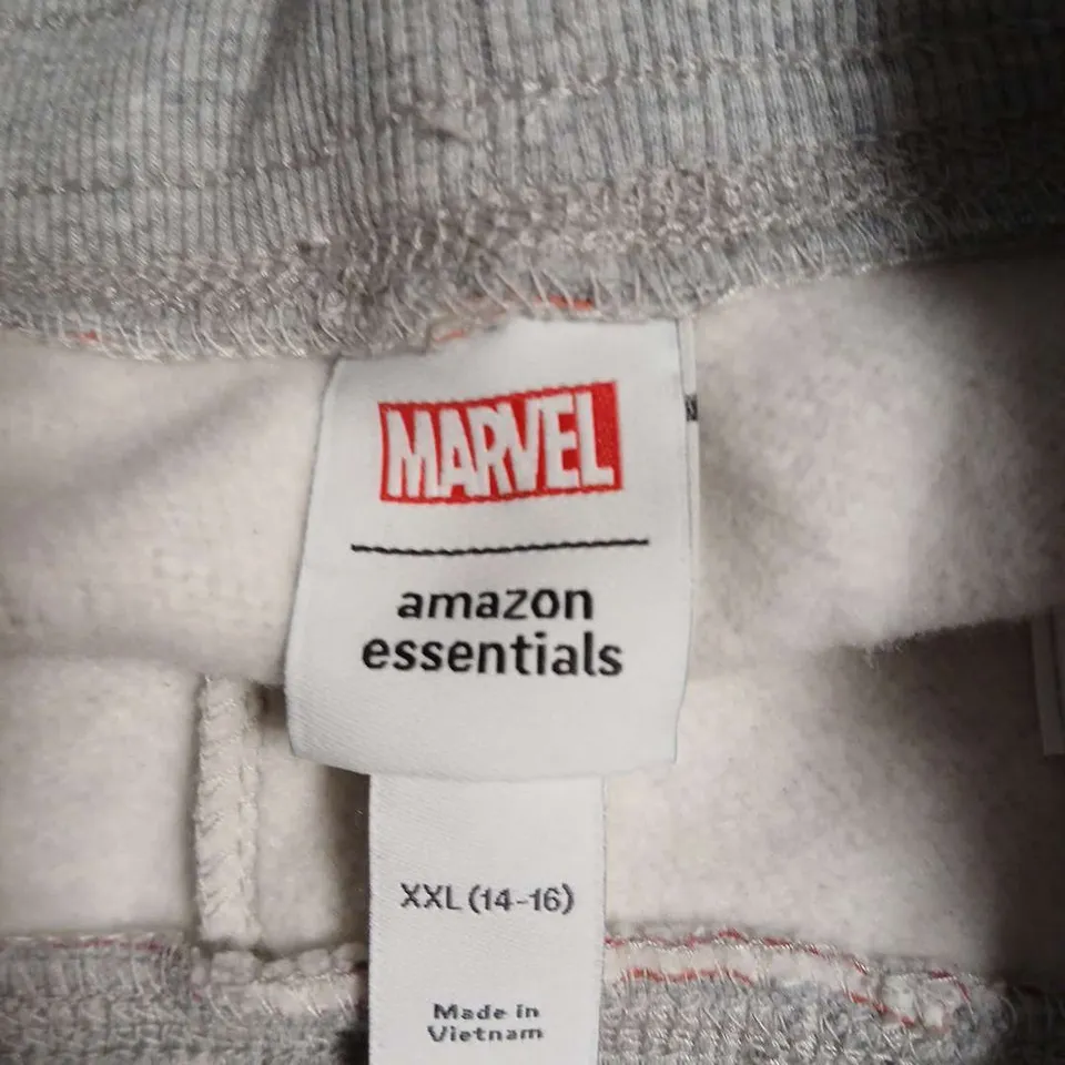 MARVEL  AMAZON ESSENTIALS WOMEN’S JOGGERS – XXL (UK 14-16) – GREY WITH ORANGE/PINK PATTERN