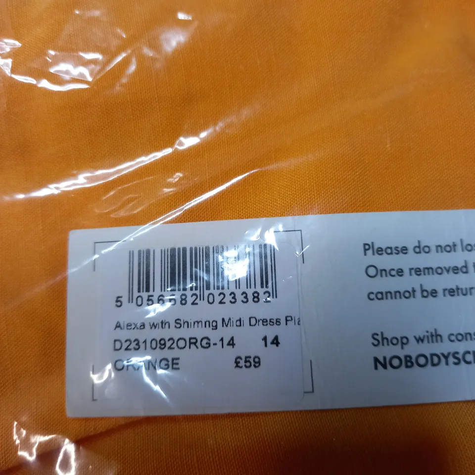 BAGGED NOBODYS CHILD ALWXA WITH SHIMING MIDI DRESS SIZE 14