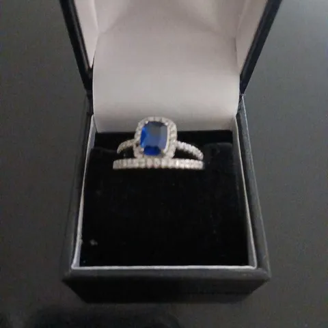 DIAMONIQUE 2CT TW HALO RING SET STERLING SILVER