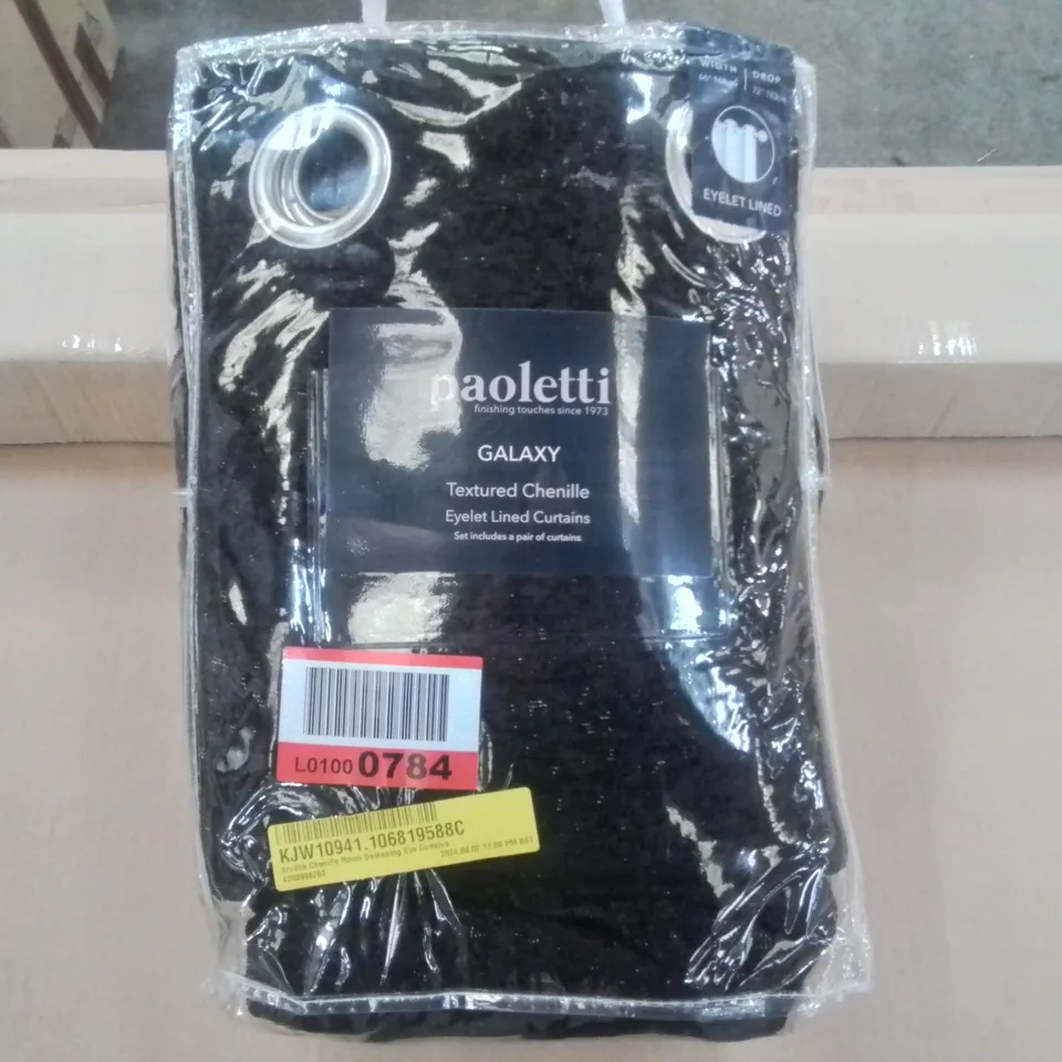 PAOLETTI GALAXY TEXTURED CHENILLE EYELET LINED CURTAINS  - WIDTH 66" DROP 72"
