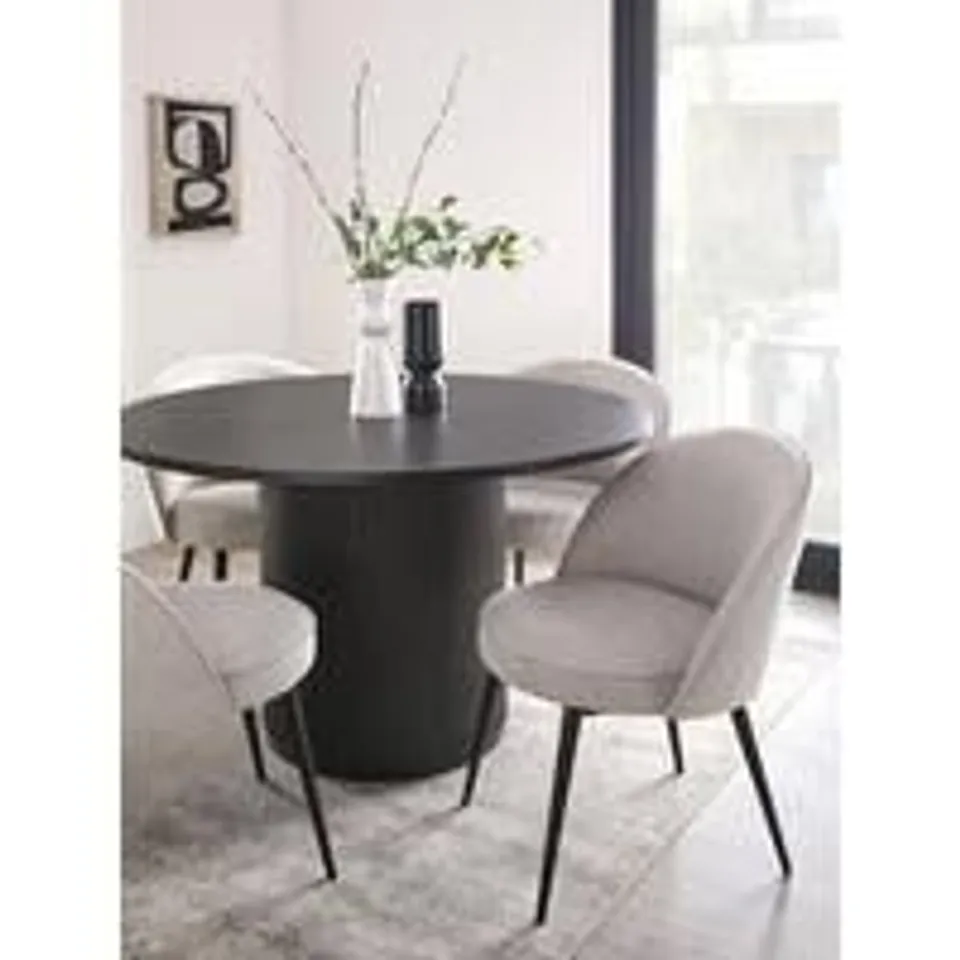 BOXED CARINA ROUND DINING TABLE & 4 CHAIRS (4 BOXES) RRP £799