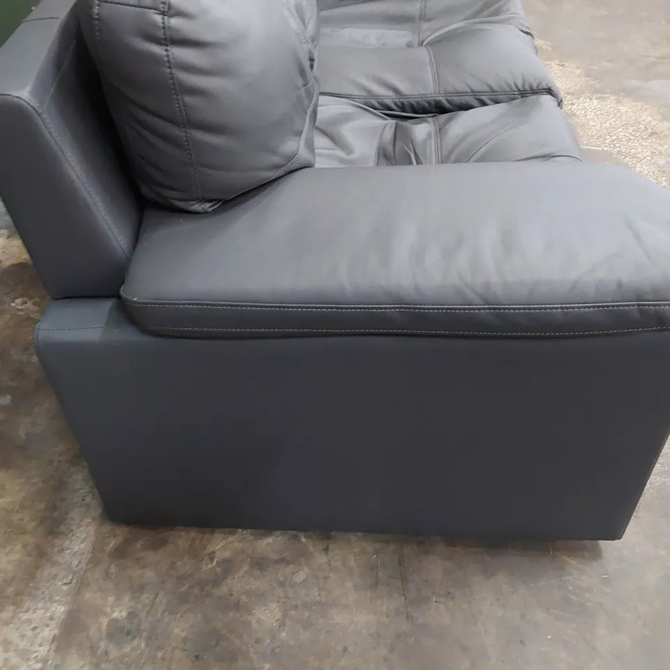 DESIGNER TWO SEATER SOFA GREY LEATHER 