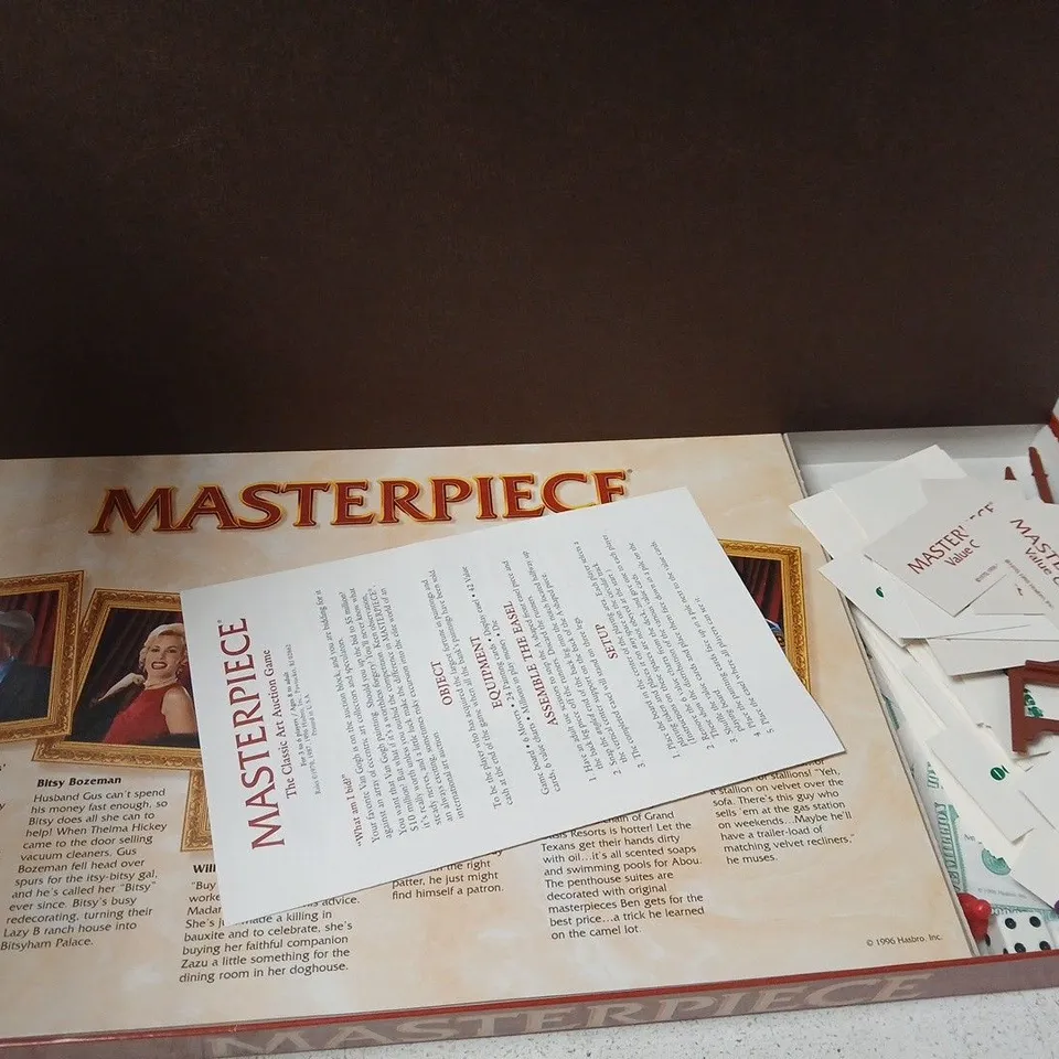 MASTERPIECE: THE CLASSIC ART AUCTION GAME – BOXED (PARKER BROTHERS)
