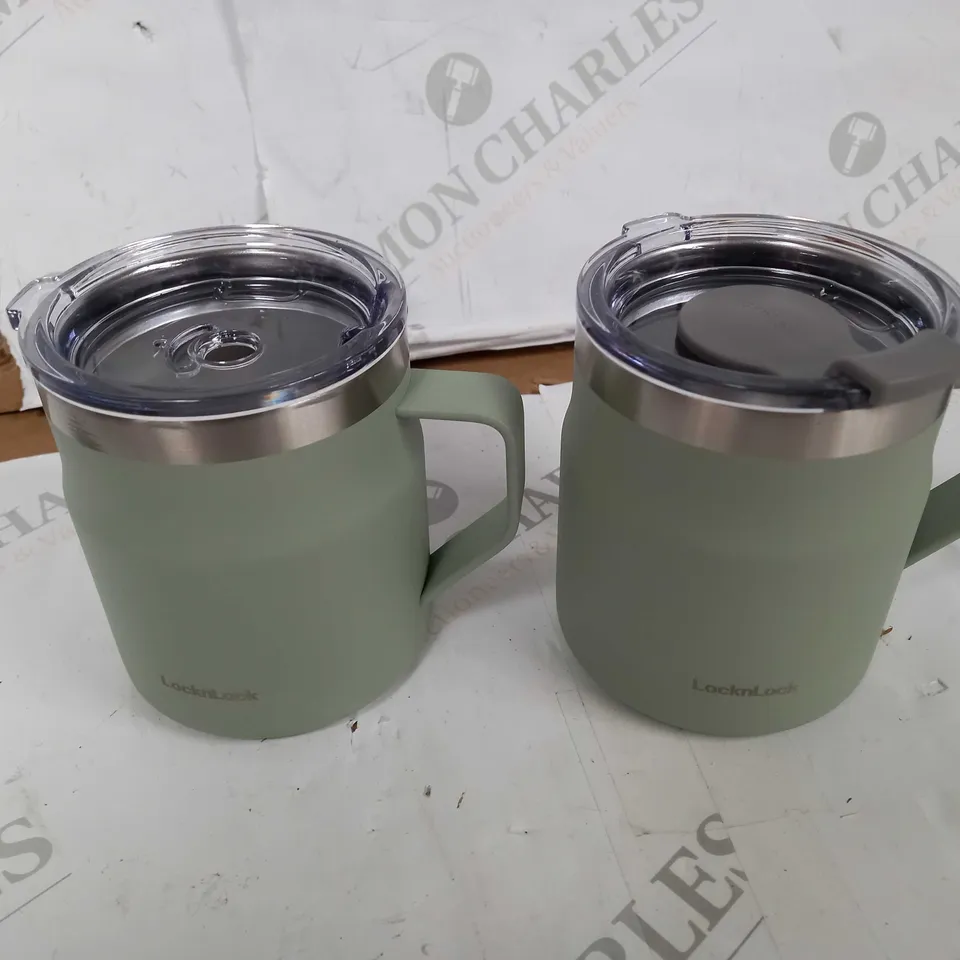 BOXED LOCK & LOCK SET OF INSULATED STAINLESS STEEL MUGS, SAGE