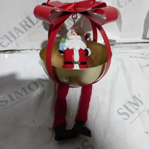 BOX OF 2 SANTA EXPRESS CHARACTERS DANGLY LEG BAUBLES