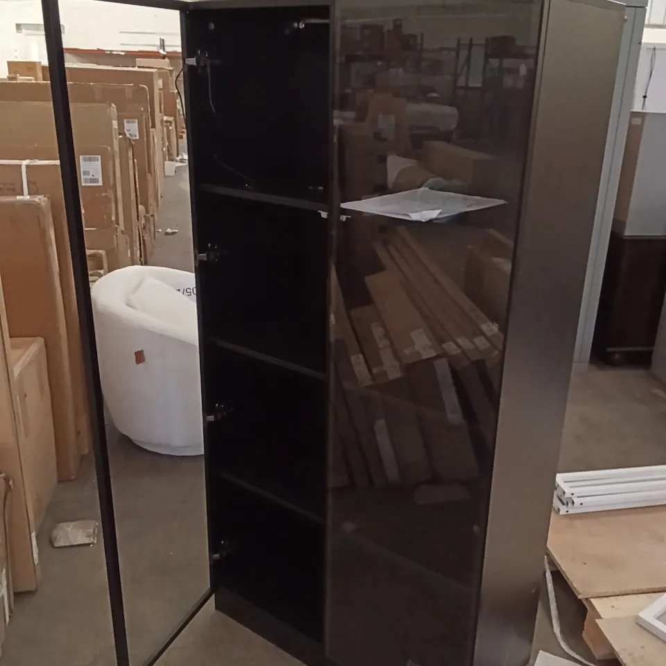 2-GLASS DOOR WARDROBE WITH LED LIGHTING - BLACK