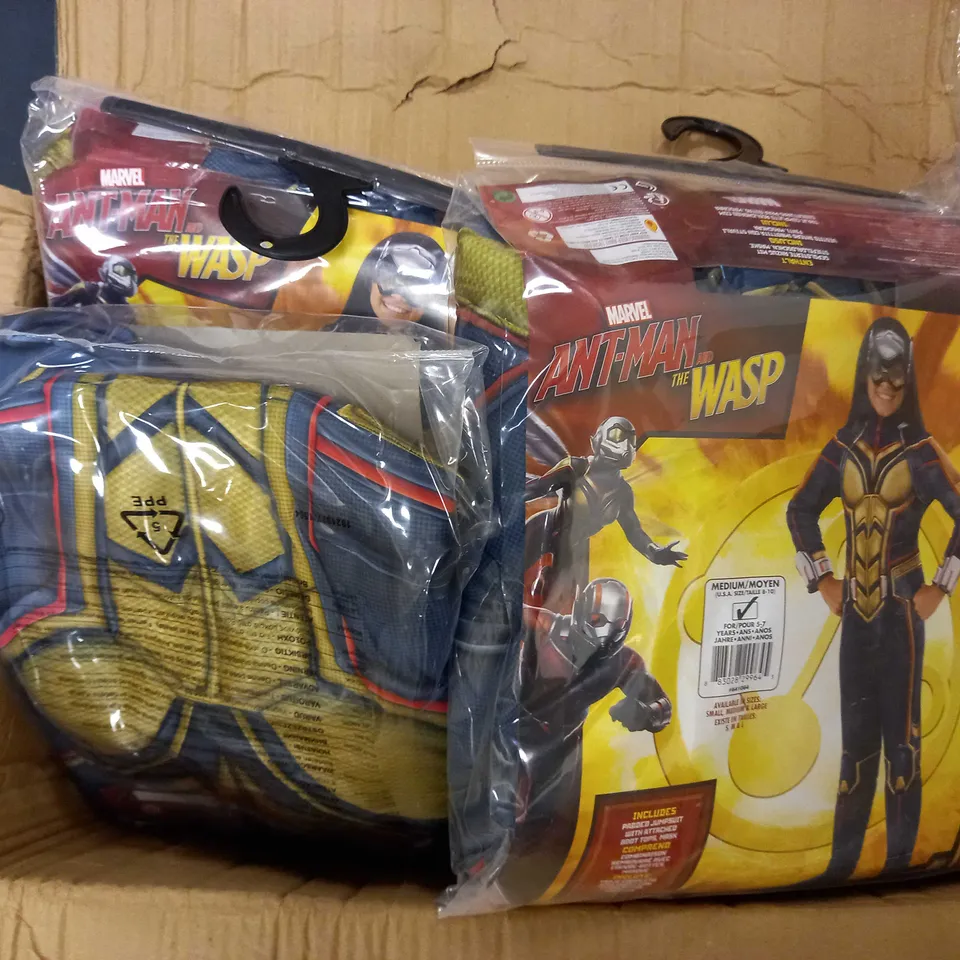 BOX OF APPROX 12 MARVEL ANTMAN AND THE WASP CHILD COSTUMES - THE WASP (SIZE MEDIUM)