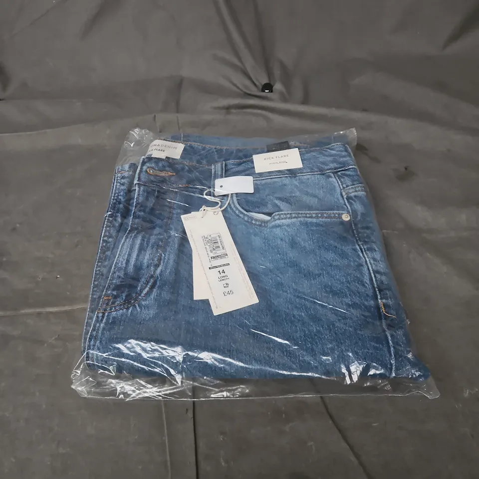 PER UNADENIM UK 14 WOMEN'S JEANS – KICK FLARE HIGH RISE, LONG LENGTH