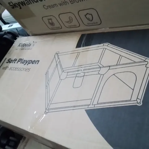 BOXED KIDOOLA SOFT PLAYPEN WITH ACCESSORIES GREY