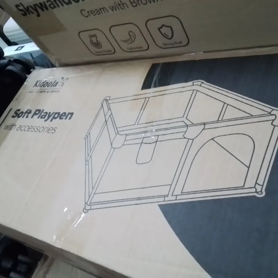 BOXED KIDOOLA SOFT PLAYPEN WITH ACCESSORIES GREY