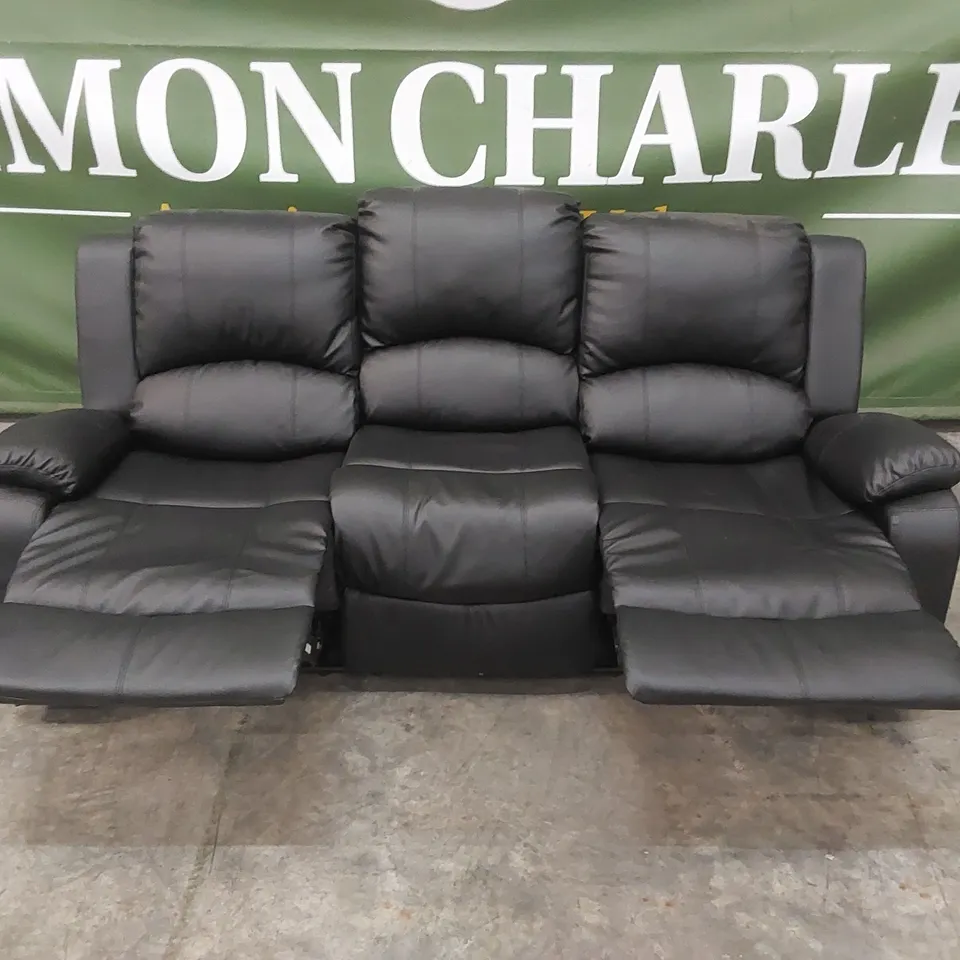 QUALITY DESIGNER MANERVIS 3 SEATER MANUAL RECLINING FAUX LEATHER SOFA 