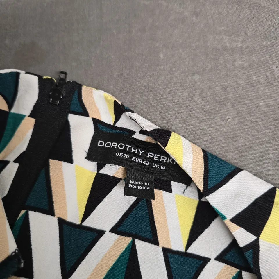 DOROTHY PERKINS GEOMETRIC PRINT SLEEVELESS DRESS – UK 14 (US 10, EUR 42)