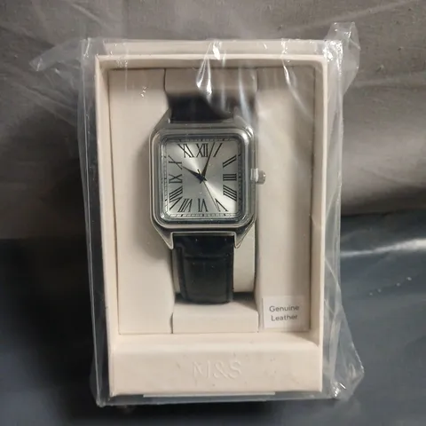 BOXED M&S WATCH WITH LEATHER STRAP