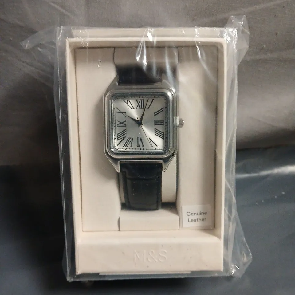 BOXED M&S WATCH WITH LEATHER STRAP