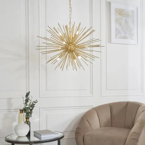 BOXED ENDON ORTA 9 LIGHT PENDANT SATIN BRUSHED GOLD