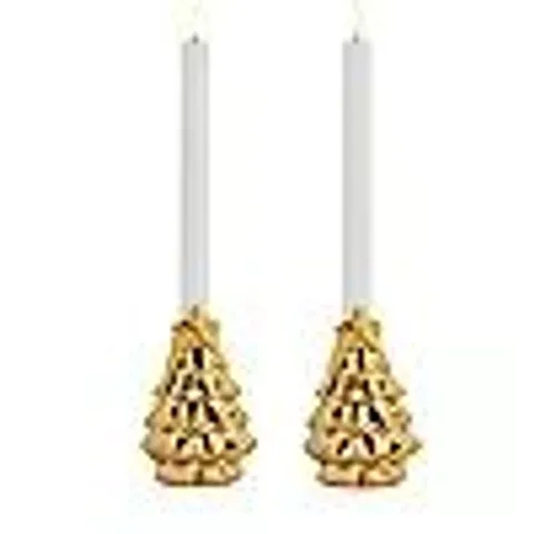 HOME STORIES SET GOLD CHRISTMAS CANDLE HOLDERS