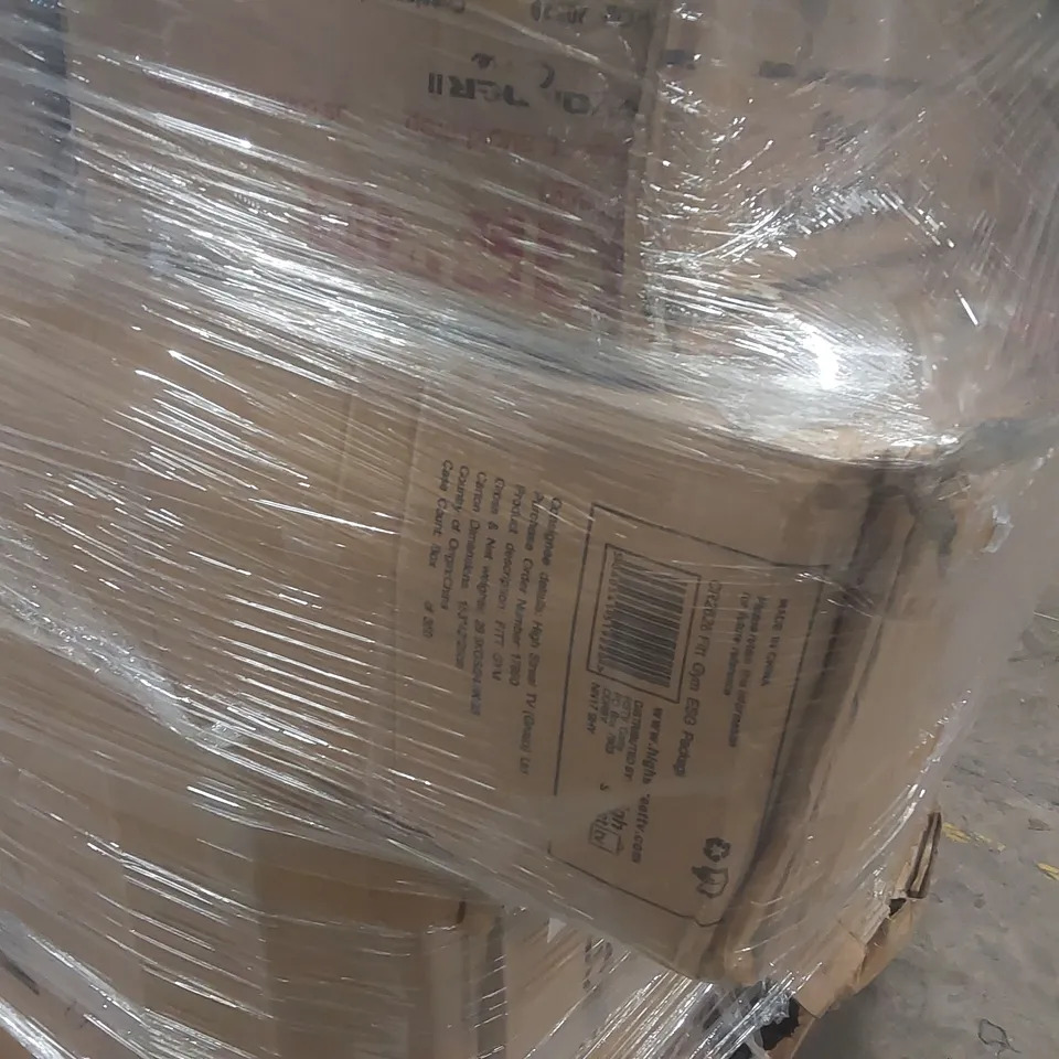 PALLET CONTAINING A LARGE QUANTITY OF ASSORTED ITEMS INCLUDING: TRAMPOLINE PARTS, NEW IMAGE CYCLONE X3 EXERCISE BIKE, WONDER CORE EXERCISE MACHINE ECT