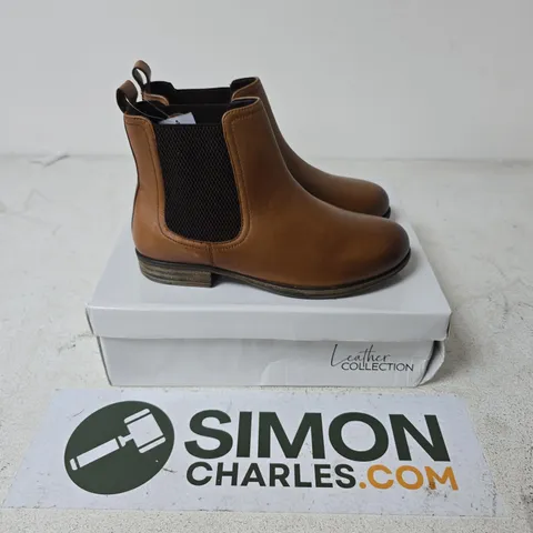 BOXED PAIR OF LEATHER COLLECTION KIARA BOOTS TAN - SIZE 5