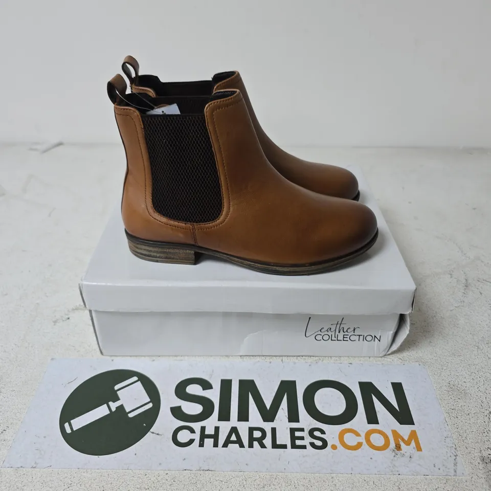 BOXED PAIR OF LEATHER COLLECTION KIARA BOOTS TAN - SIZE 5