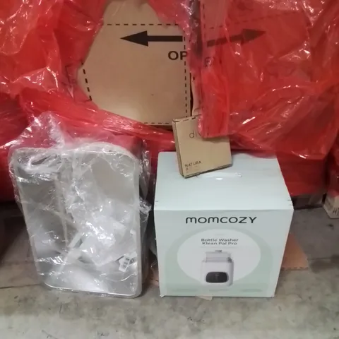 PALLET OF ASSORTED HOUSEHOLD GOODS AND PRODUCTS TO INCLUDE;PAN,BOTTLE WASHING MACHINE,CAT LITTER TRAY 