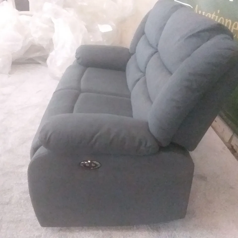 QUALITY DESIGNER SORRENTO 2 SEATER ELECTRIC RECLINER SOFA - SLATE GREY CLASSIC PLUSH FABRIC