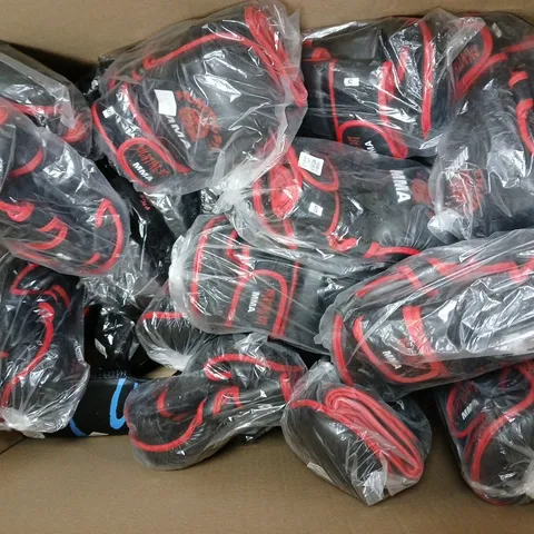 LARGE BOX OF ASSORTED FIGHTING GEAR TO INCLUDE GLOVES AND PADS ETC.