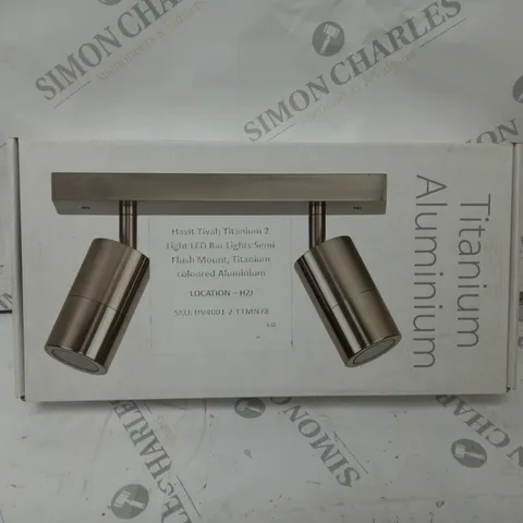 BOXED HAVIT TIVAH TITANIUM 2 LIGHT LED BAR LIGHT SEMI FLUSH MOUNT TITANIUM COLOURED ALUMINIUM