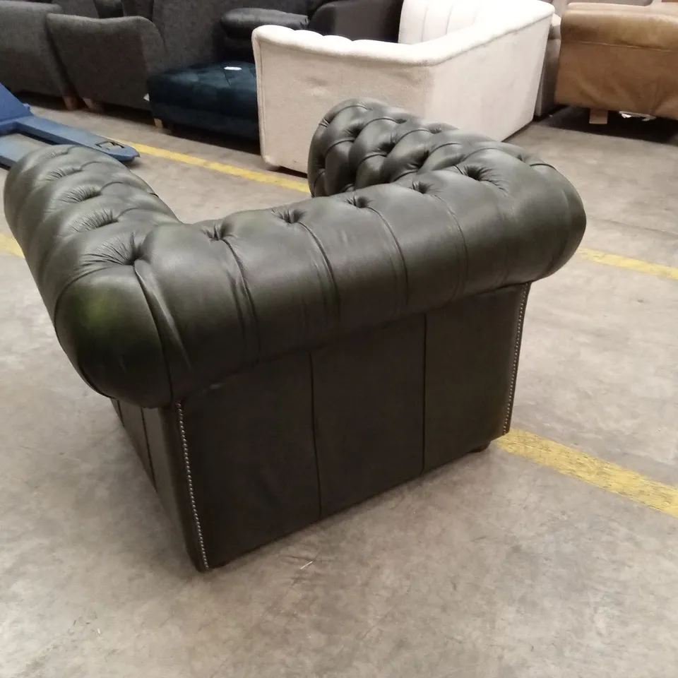 CHESTERFIELD LEATHER CLUB ARMCHAIR - VINTAGE GREEN