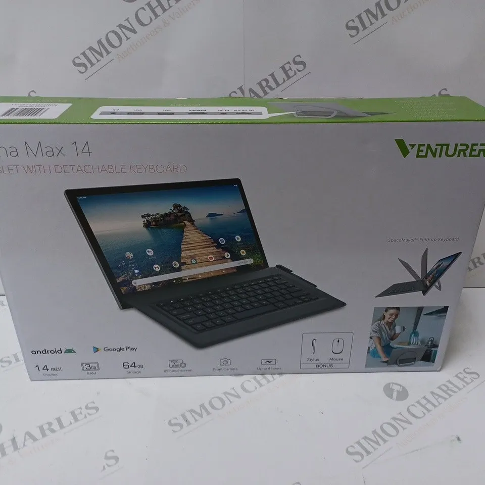 BRAND NEW BOXED VENTURER LUNA MAX 14 64GB 14" HD TABLET WITH DETACHABLE KEYBOARD