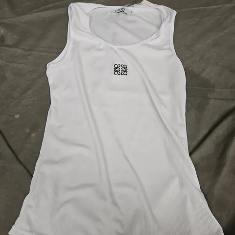LOEWE WHITE RIBBED TANK TOP – WOMEN'S SLEEVELESS, SIZE XL