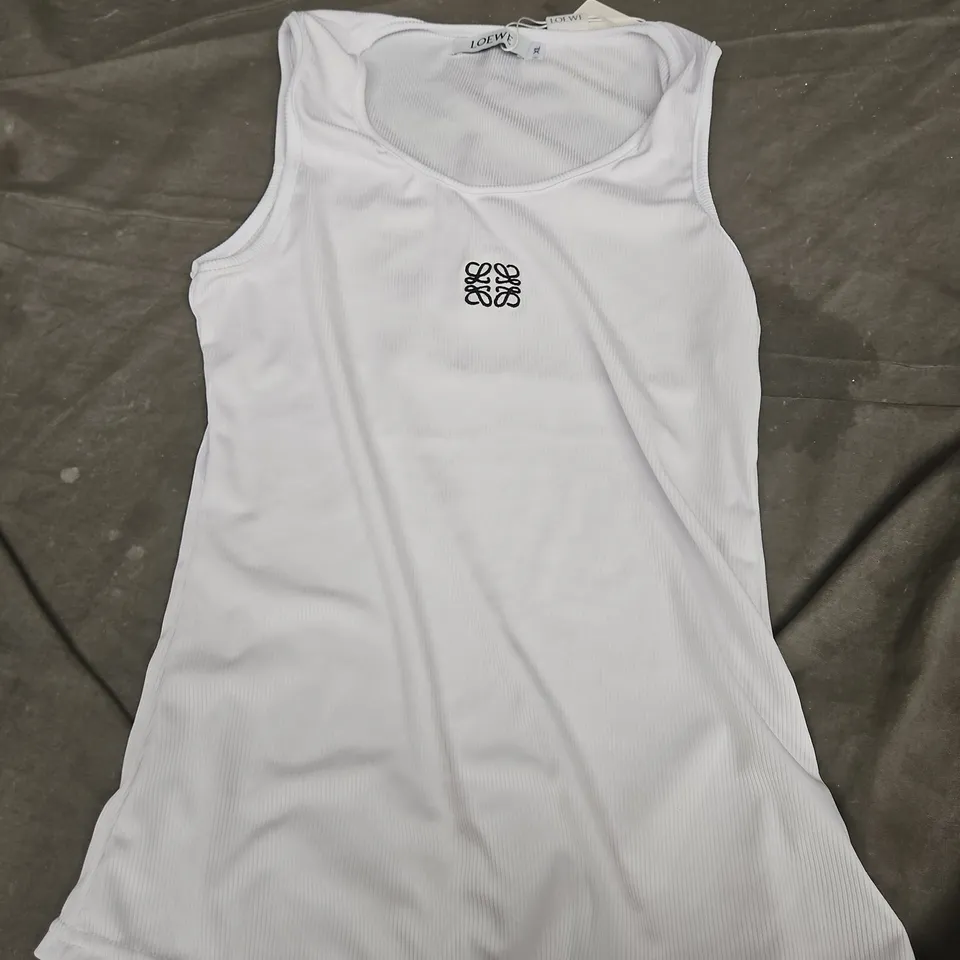 LOEWE WHITE RIBBED TANK TOP – WOMEN'S SLEEVELESS, SIZE XL
