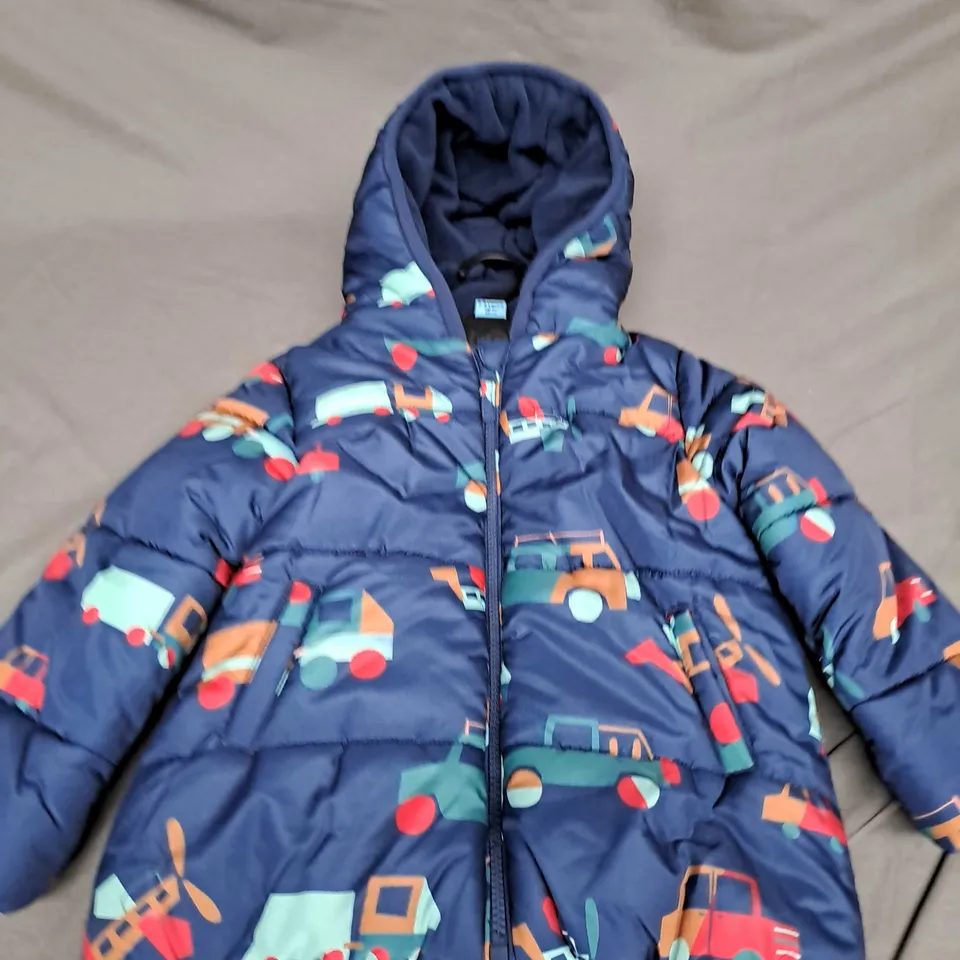 BOYS CAR PRINT PADDED COAT SIZE 2-3 YEARS