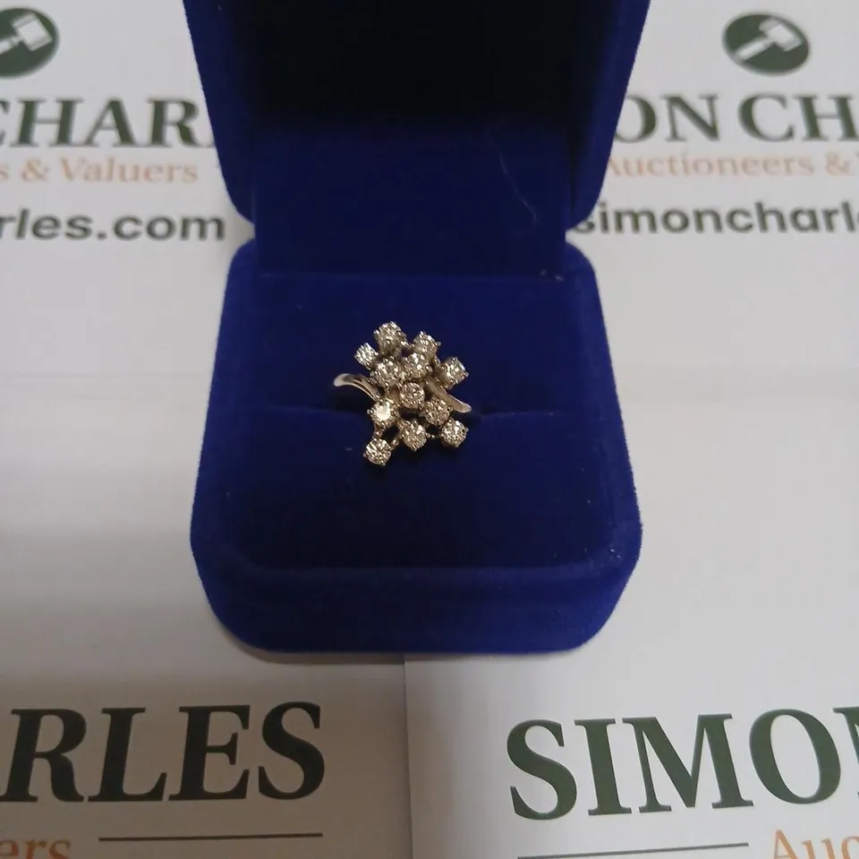 18CT WHITE GOLD DRESS RING SET WITH NATURAL DIAMONDS WEIGHING +1.00CT