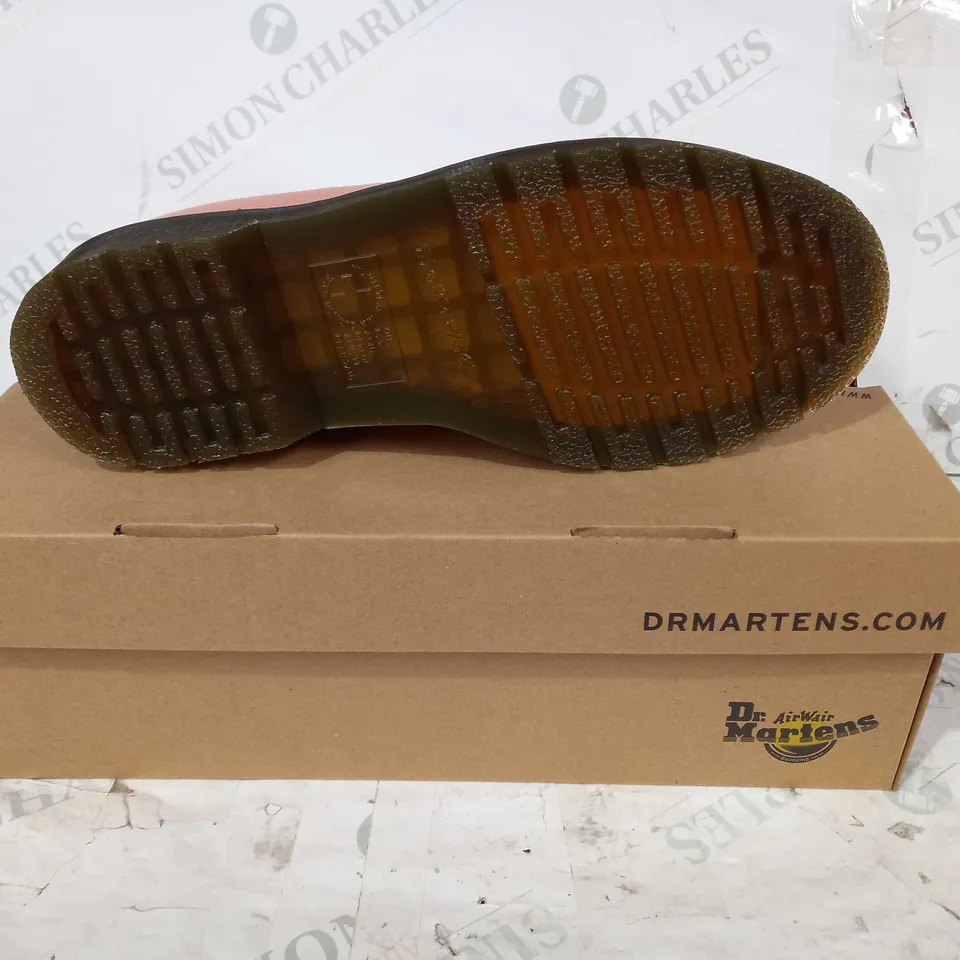 BOXED PAIR OF DR MARTENS SHOES IN SALMON PINK UK SIZE 7