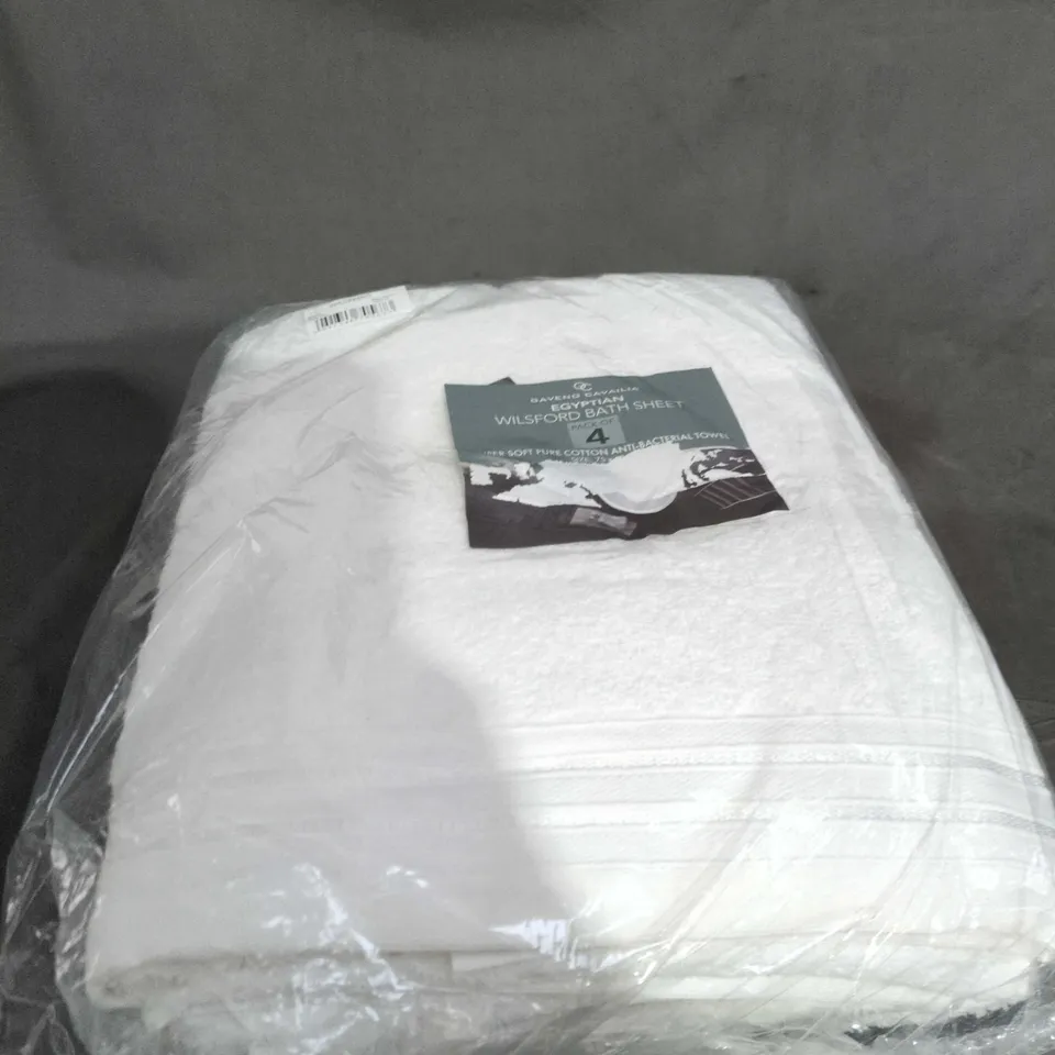 GAVENO CAVALIA EGYPTIAN WILSFORD BATH SHEET – PACK OF 4, WHITE