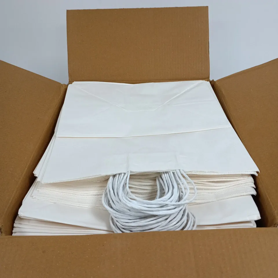 BOX OF APPROXIMATELY 50 PAPER BAGS WITH HANDLES