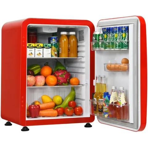 BOXED COSTWAY 68L COMPACT REFRIGERATOR WITH LED LIGHT AND ADJUSTABLE THERMOSTAT - RED 