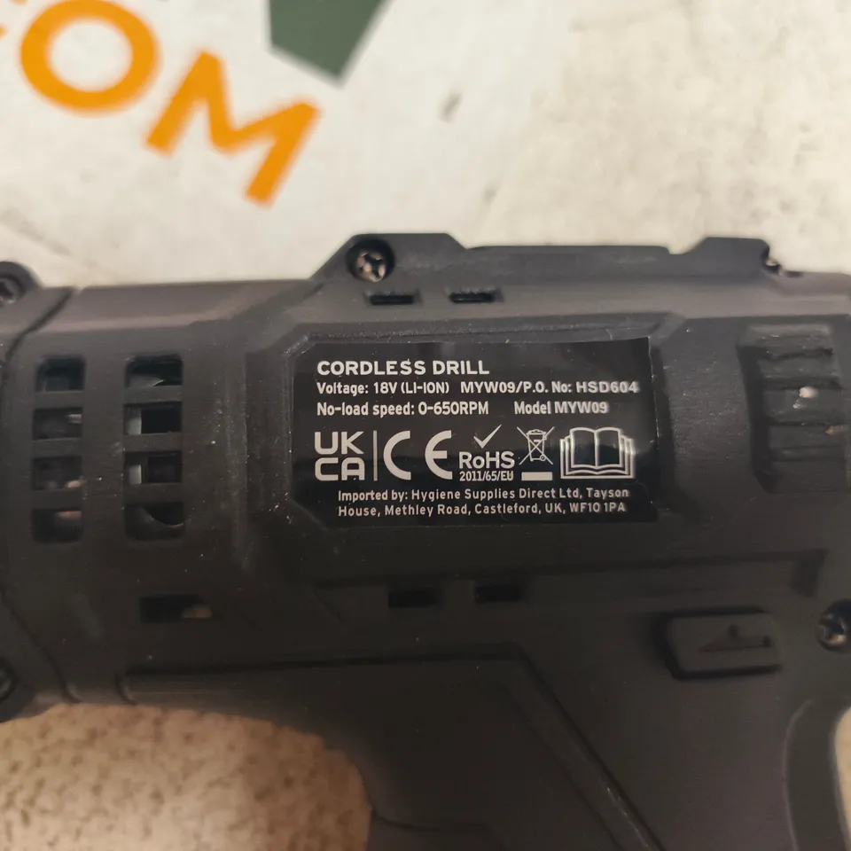 MYLEK COMPACT CORDLESS DRILL – 18V LI-ION, MODEL MYW09